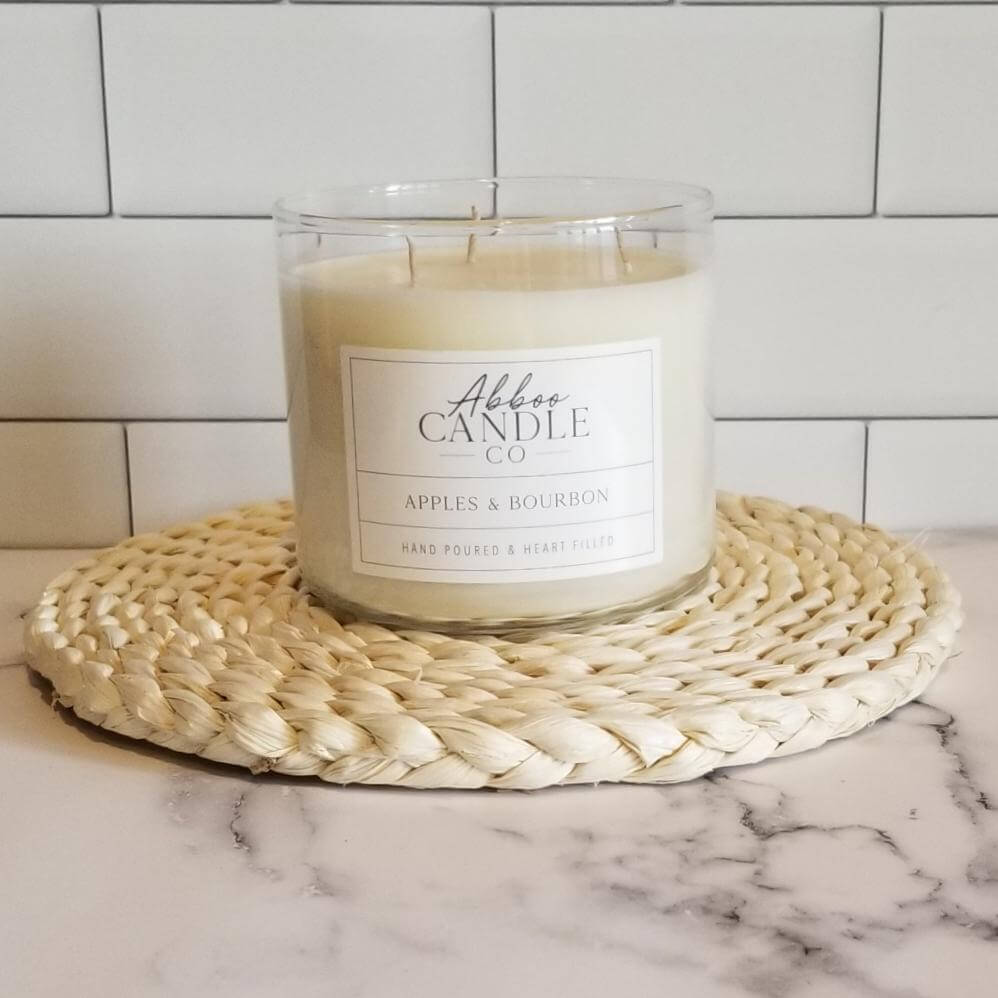 Apples and Bourbon 3-Wick Soy Candle - Abboo Candle Co