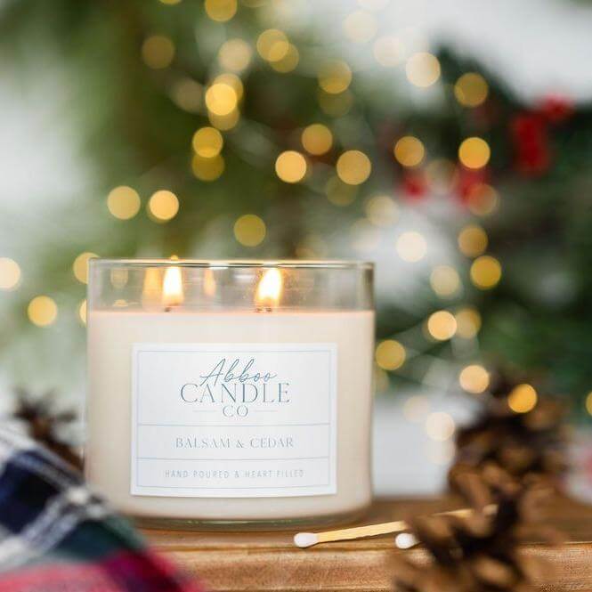 Balsam and Cedar 3-Wick Soy Candle - Abboo Candle Co