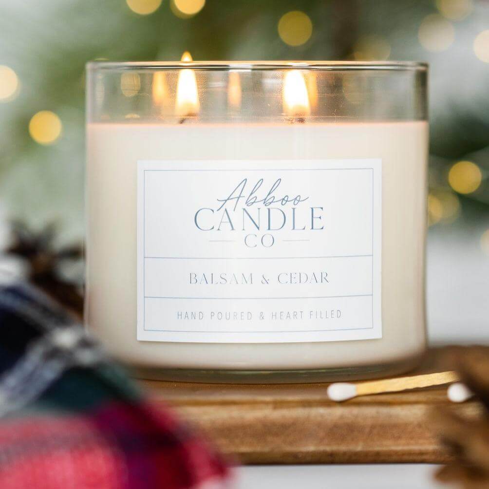 Balsam and Cedar 3-Wick Soy Candle - Abboo Candle Co