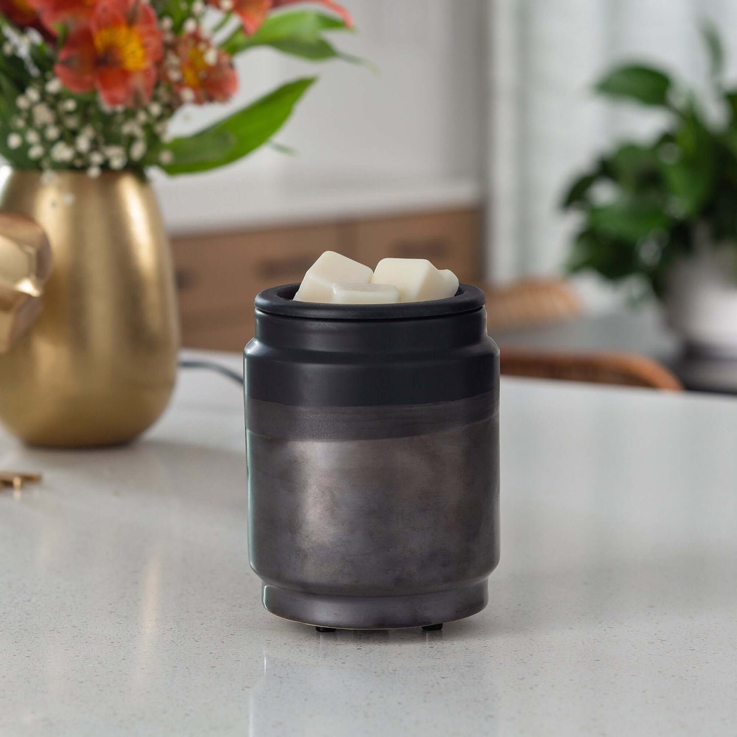 Flip Dish Wax Melt Warmer: Black Dipped - Abboo Candle Co