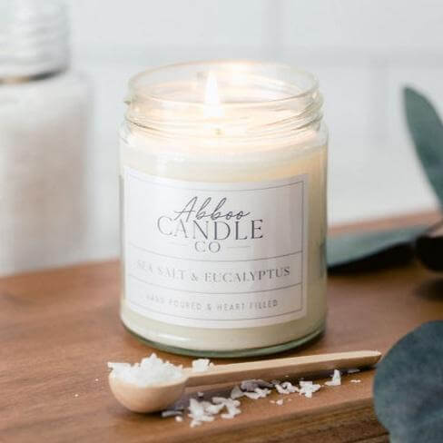 Sea Salt and Eucalyptus Soy Candle - Abboo Candle Co