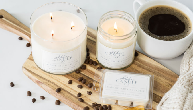 caramel cream coffee  soy candles and melts by Abboo Candle Co