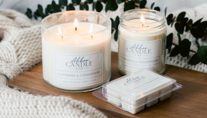 cashmere cedarwood  soy candles and melts by Abboo Candle Co