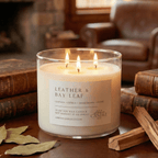 Leather and Bay Leaf 3 - Wick Candle - Abboo Candle Co