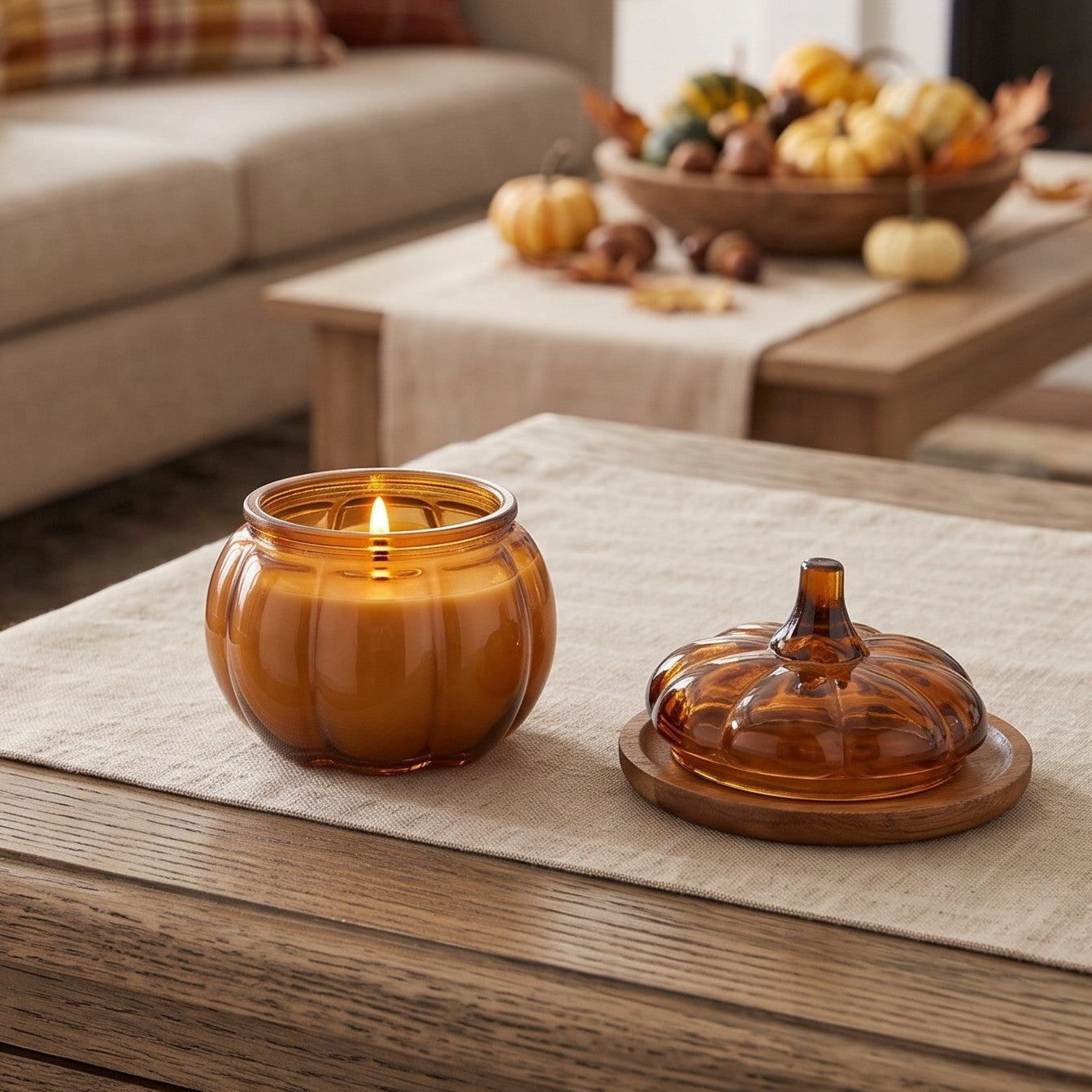 Mini Amber Glass Pumpkin Candle - Limited Edition