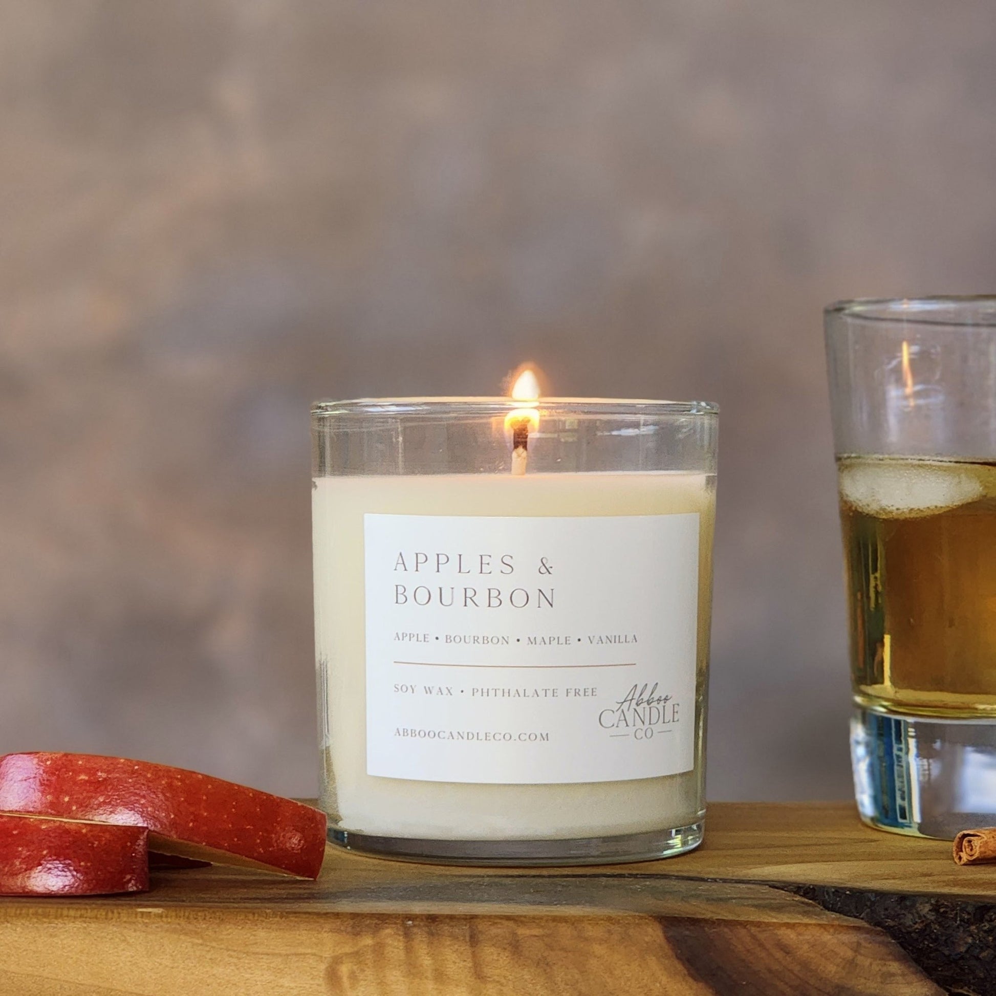 Apples and Bourbon Soy Tumbler Candle - Abboo Candle Co