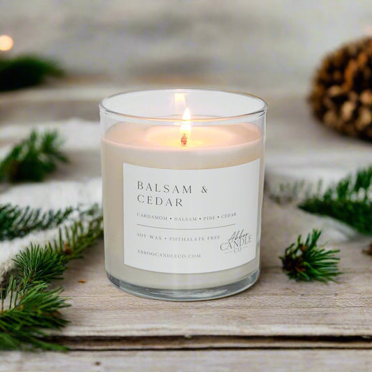 Balsam and Cedar Soy Tumbler Candle - Abboo Candle Co