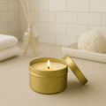 Bergamot and Mahogany Gold Tin Soy Candle - Abboo Candle Co