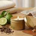 Bergamot and Mahogany Gold Tin Soy Candle - Abboo Candle Co