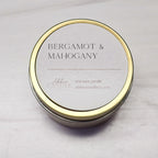 Bergamot and Mahogany Gold Tin Soy Candle - Abboo Candle Co
