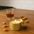 Butterscotch and Bourbon Gold Tin Soy Candle - Abboo Candle Co