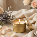 Cashmere and Cedarwood Gold Tin Soy Candle - Abboo Candle Co