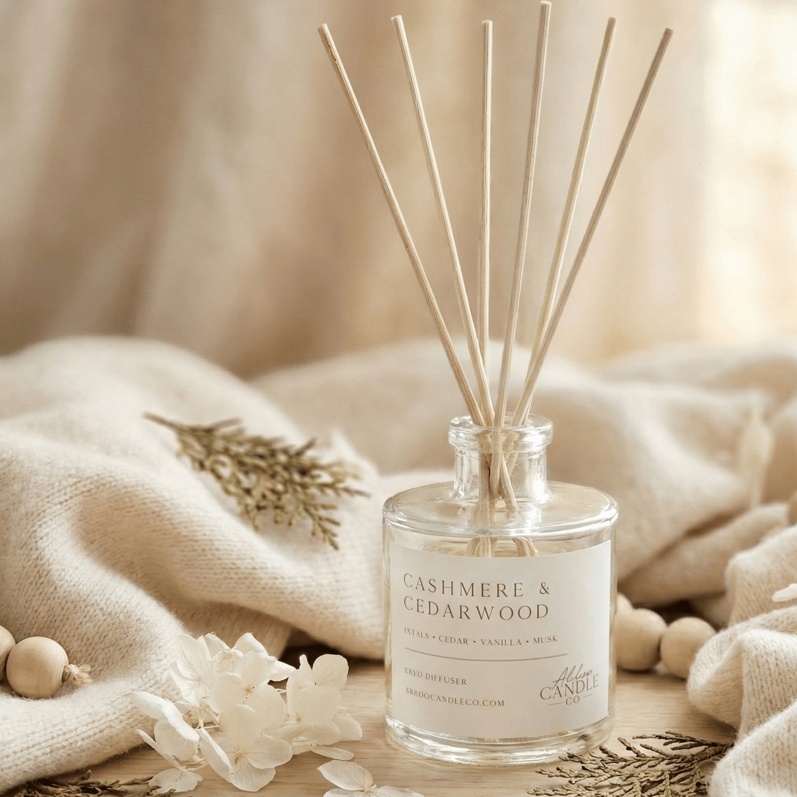 Cashmere and Cedarwood Reed Diffuser - Abboo Candle Co