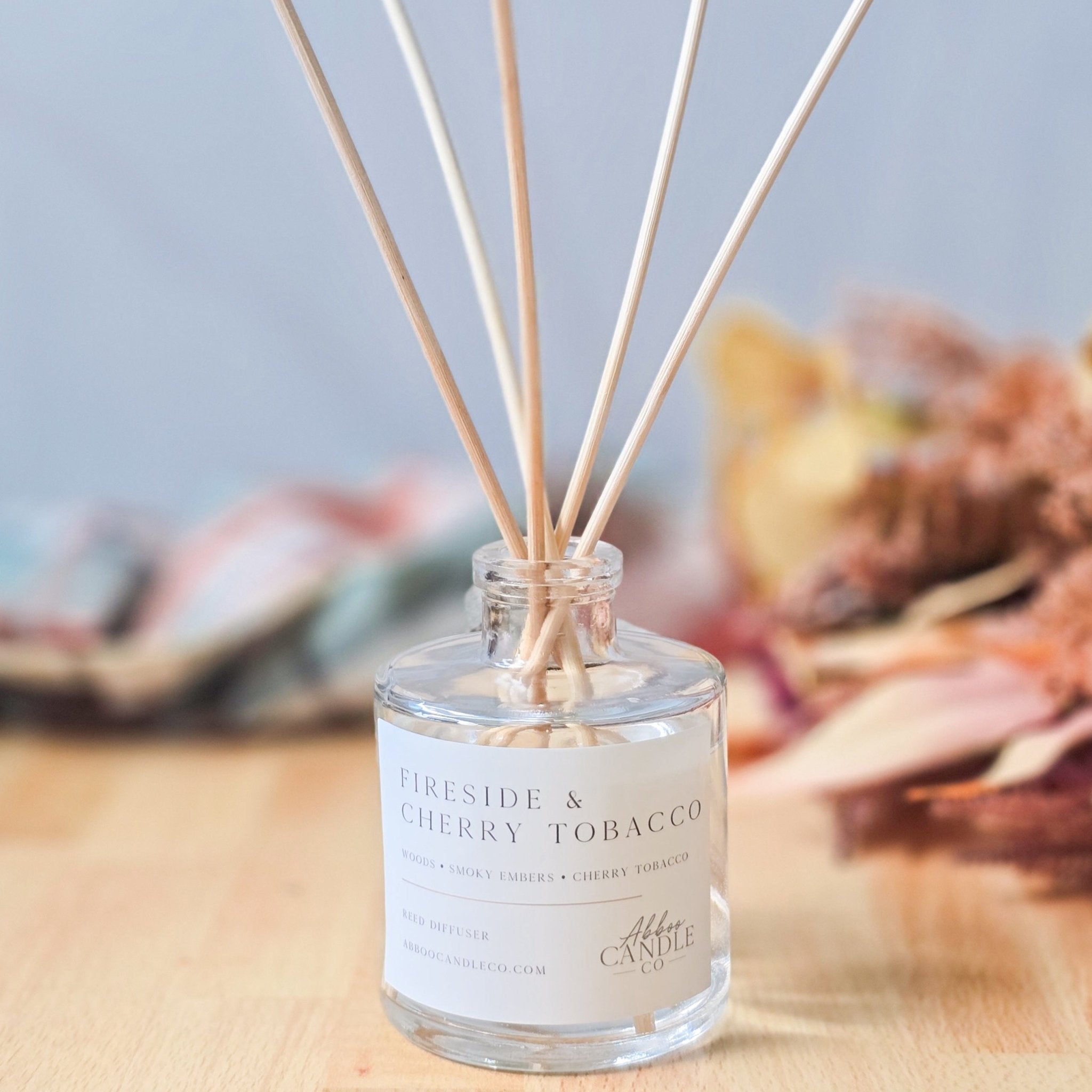 Fireside and Cherry Tobacco Reed Diffuser - Abboo Candle Co
