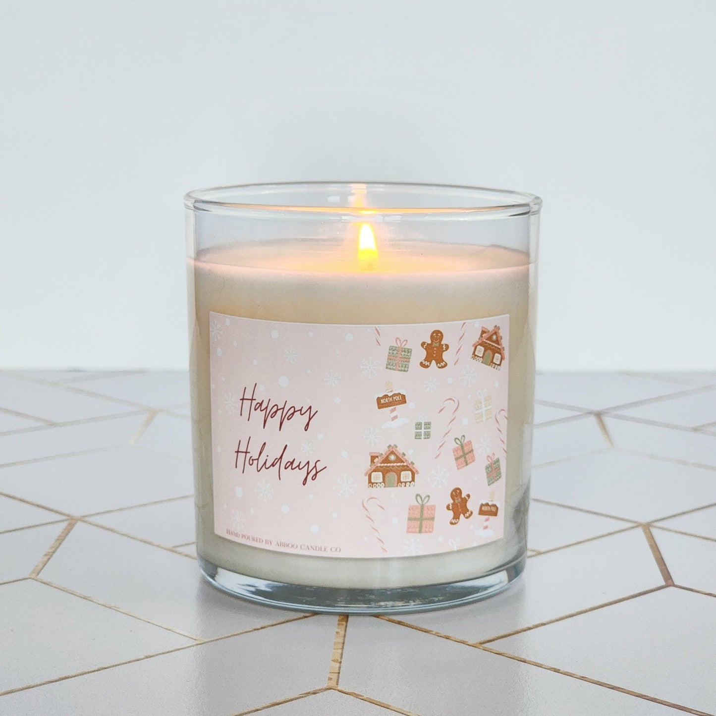 Happy Holidays Soy Tumbler Candle - Abboo Candle Co