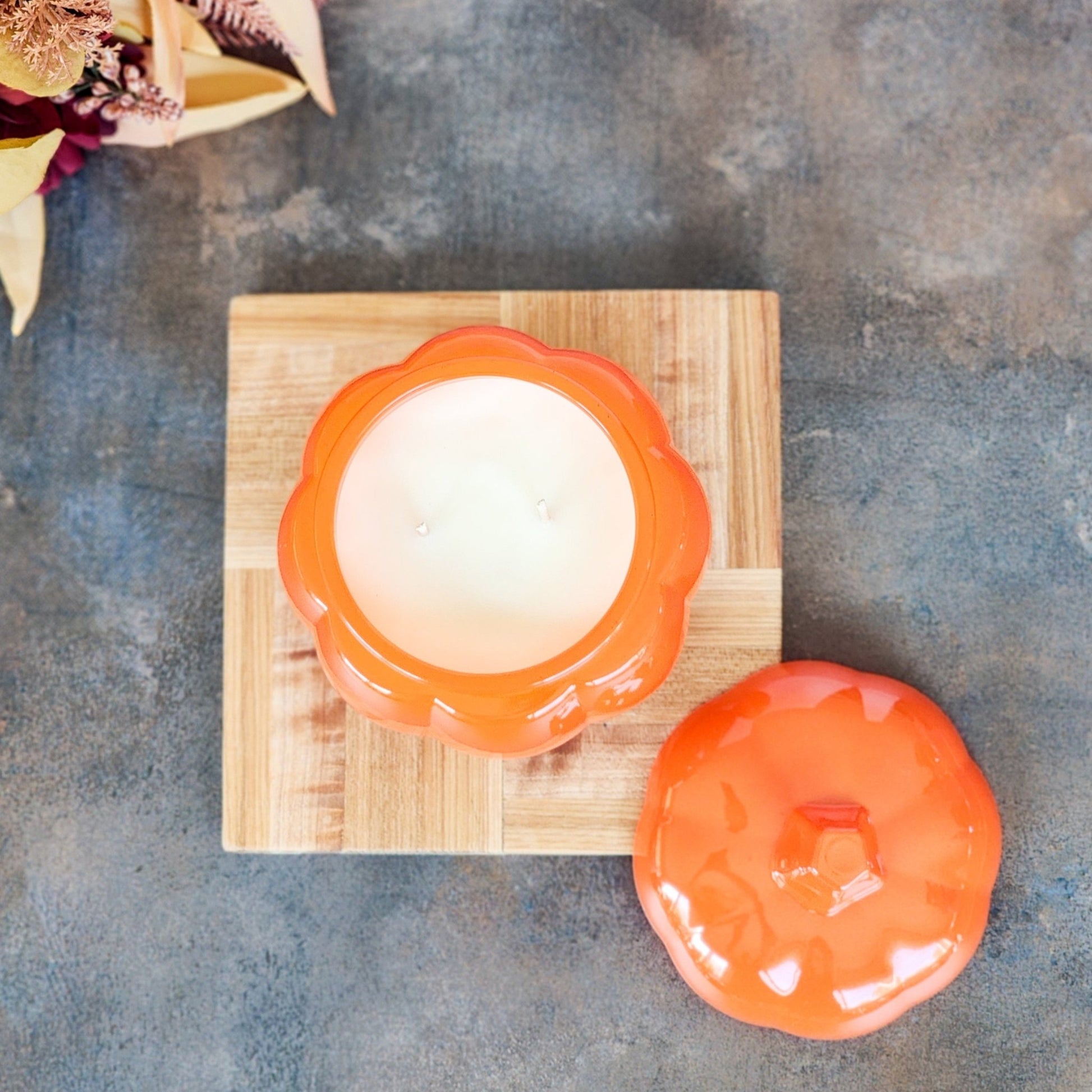 Harvest Orange Glass Pumpkin Candle - Limited Edition - Abboo Candle Co