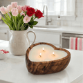 Heart Shaped Wood Bowl Soy Candle - Limited Edition - Abboo Candle Co