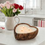 Heart Shaped Wood Bowl Soy Candle - Limited Edition - Abboo Candle Co
