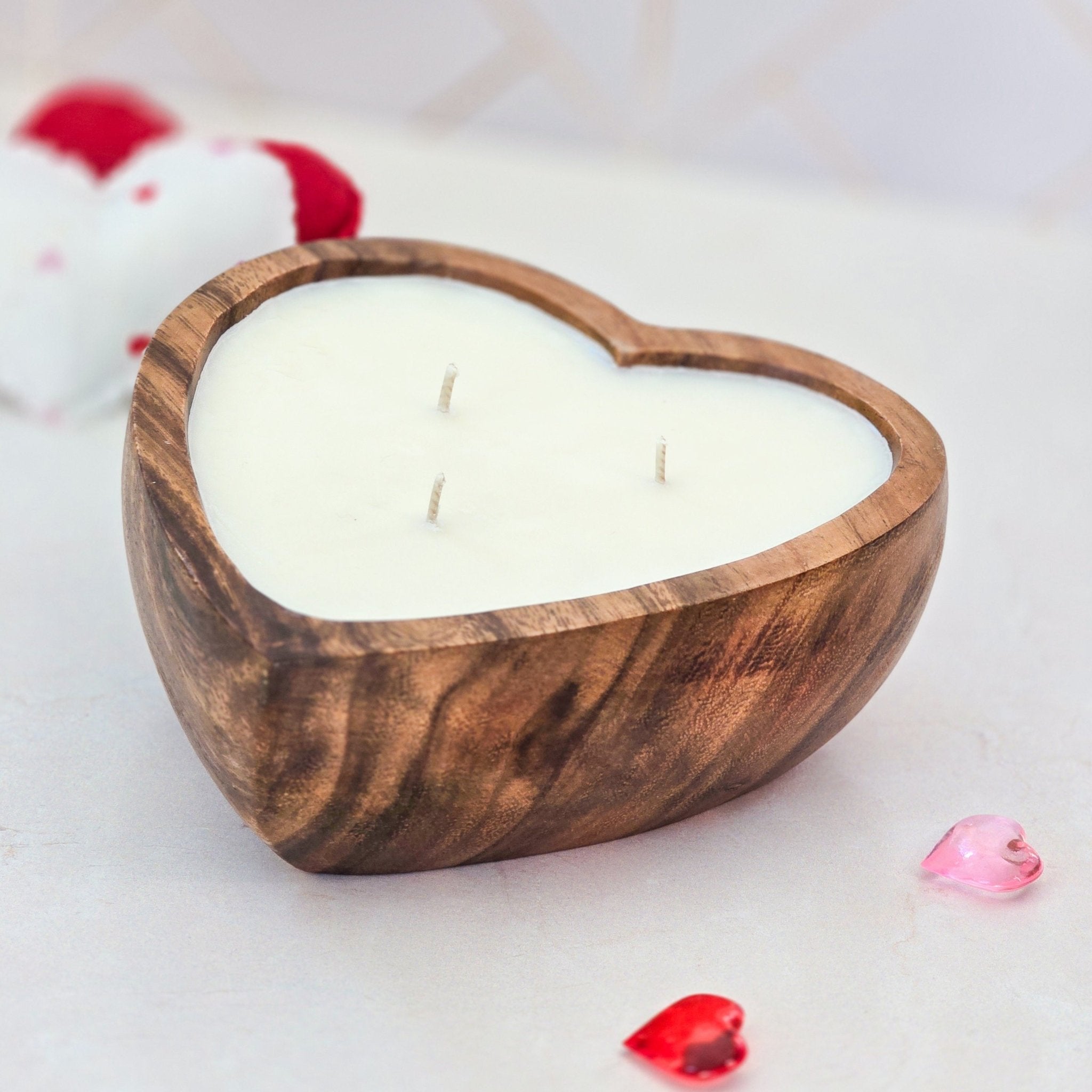 Heart Shaped Wood Bowl Soy Candle - Limited Edition - Abboo Candle Co