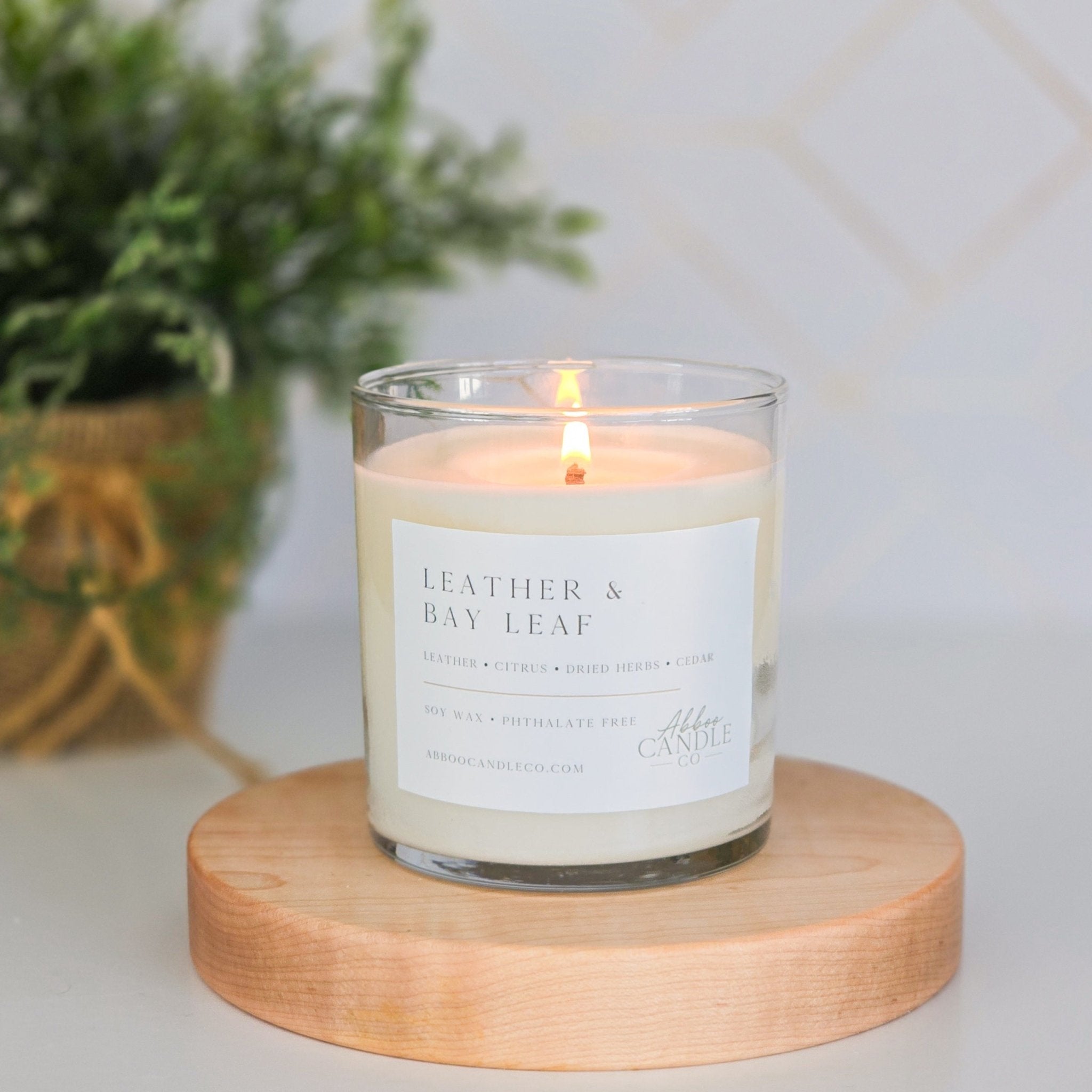 Leather and Bay Leaf Soy Candle - Abboo Candle Co