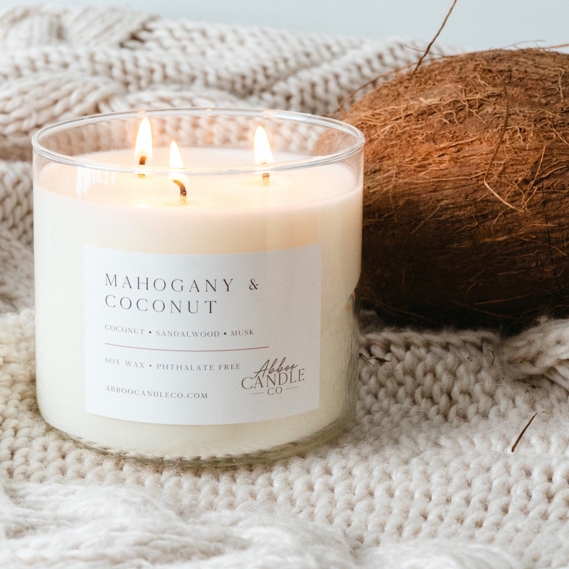 outpost tobacco mahogany candle Candles Fine Goods and oak with a touch of lavender Mahogany and Coconut 3-Wick Soy