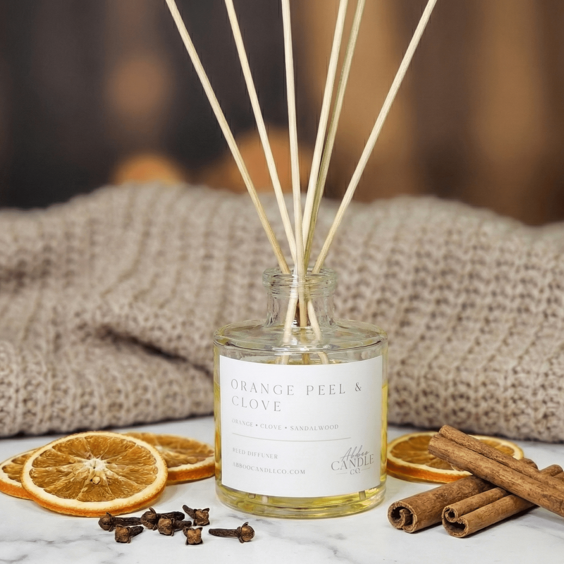 Orange Peel and Clove Reed Diffuser - Abboo Candle Co