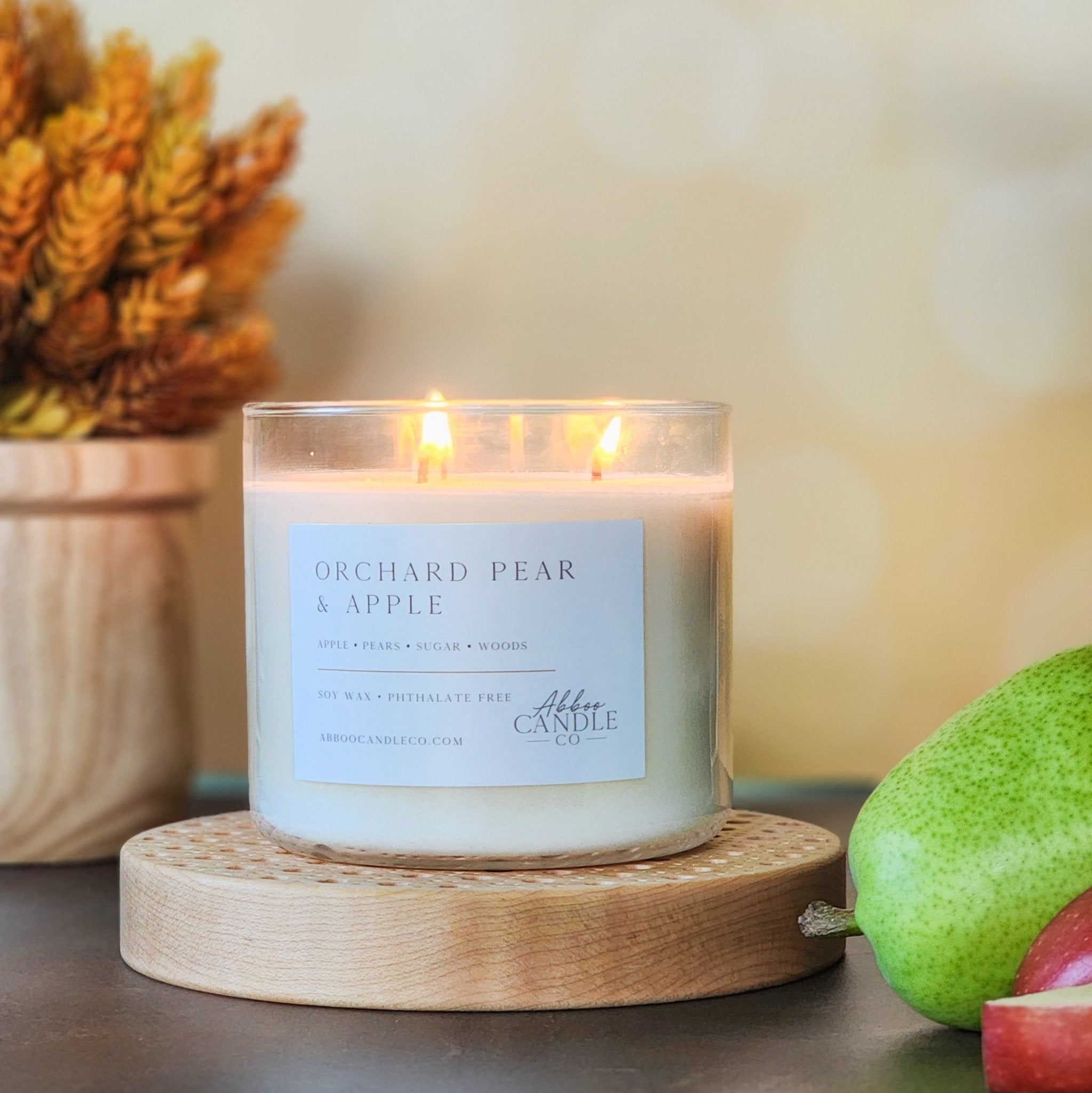 Orchard Pear and Apple 3 - Wick Soy Candle - Abboo Candle Co