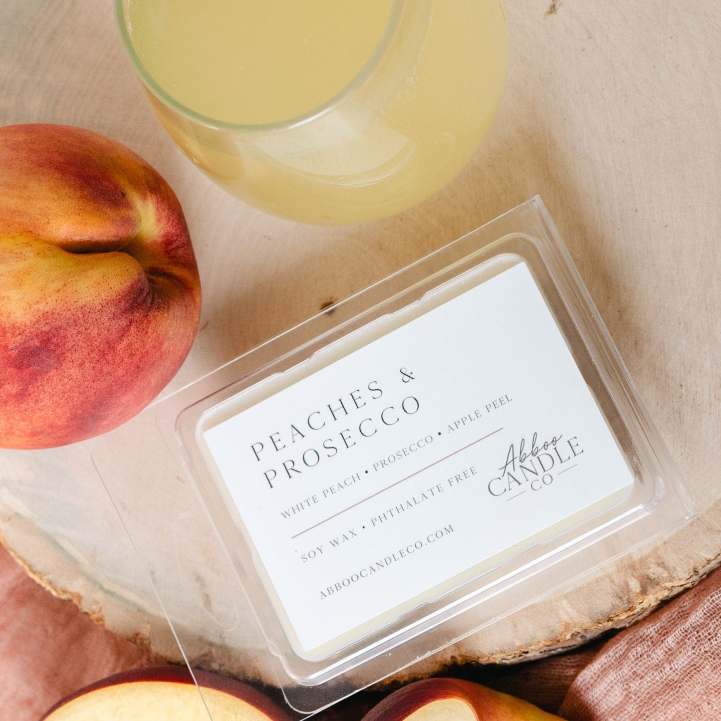 Peaches and Prosecco Soy Wax Melts - Abboo Candle Co