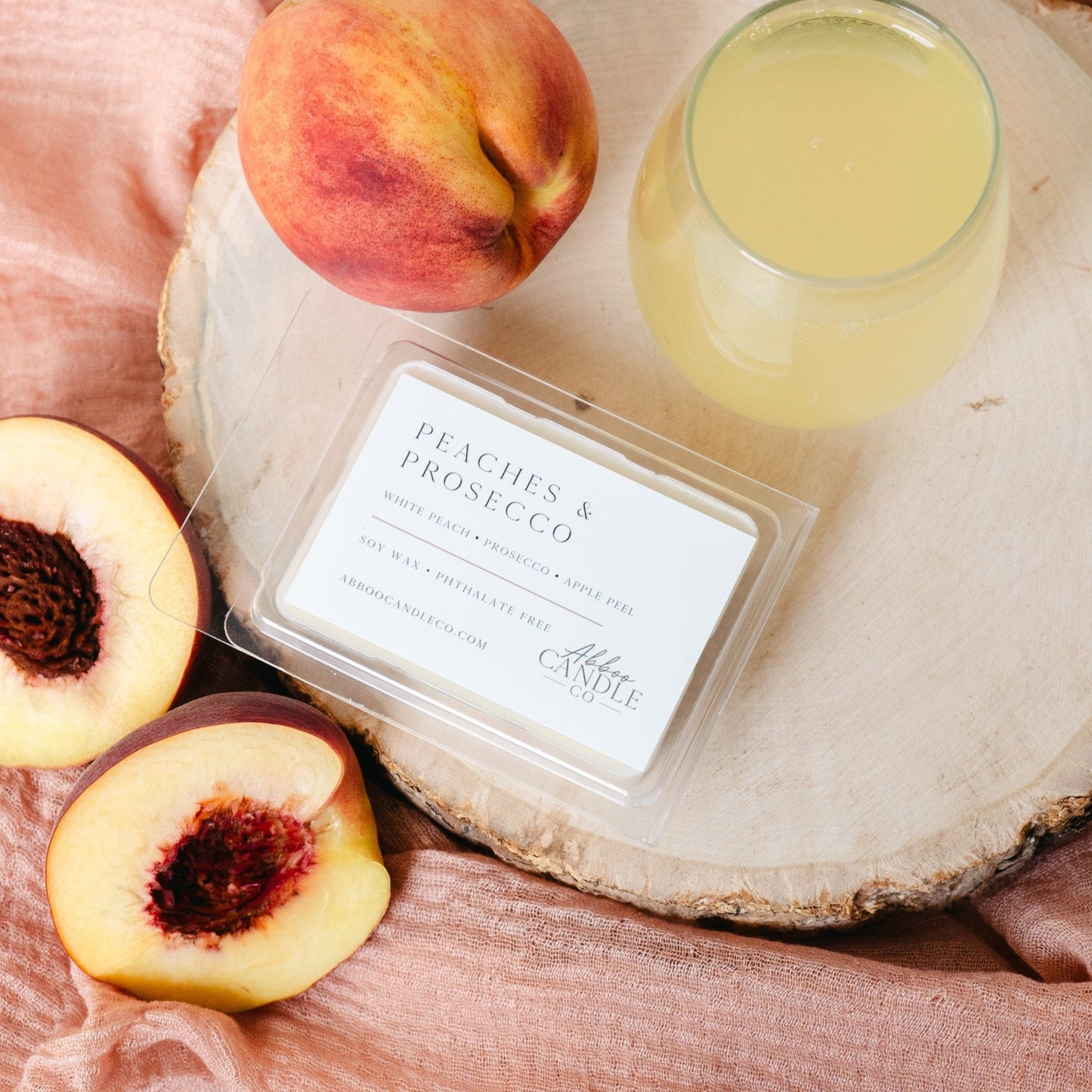 Peaches and Prosecco Soy Wax Melts - Abboo Candle Co