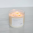 Peppermint and Vanilla 3 - Wick Soy Candle - Abboo Candle Co