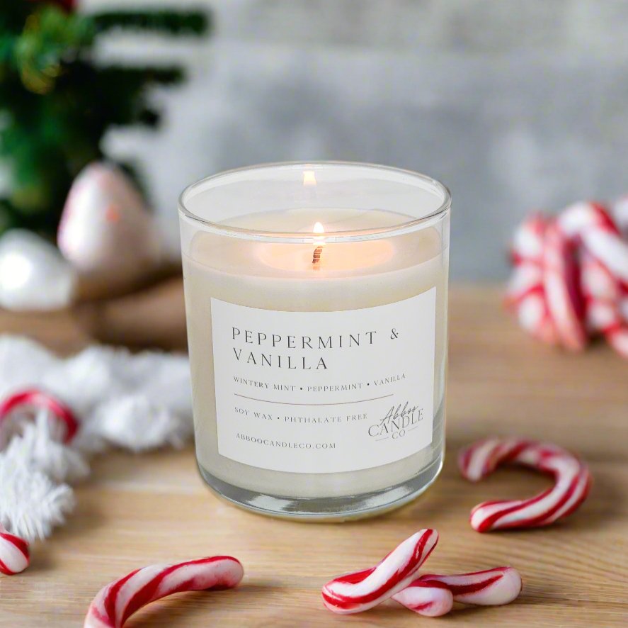 Peppermint and Vanilla Soy Tumbler Candle - Abboo Candle Co