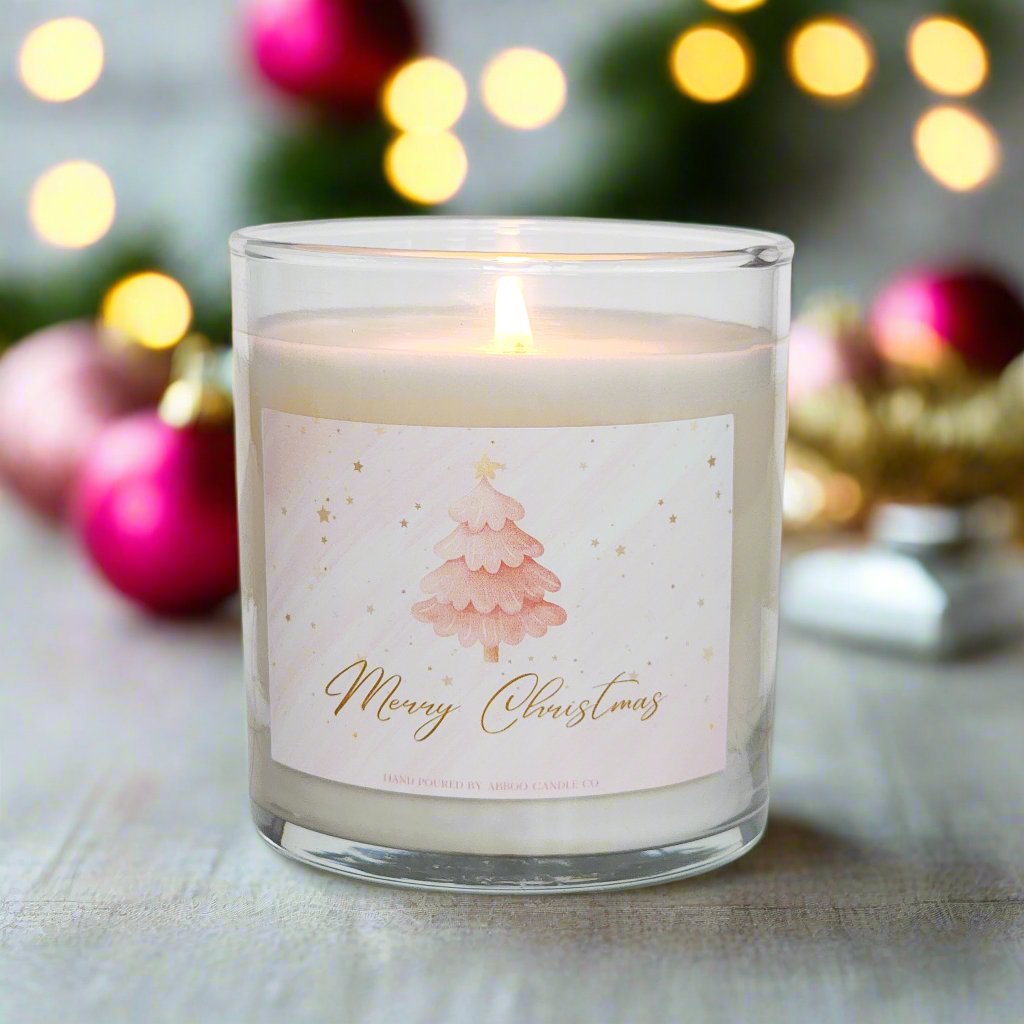 Pink Christmas Soy Tumbler Candle - Abboo Candle Co