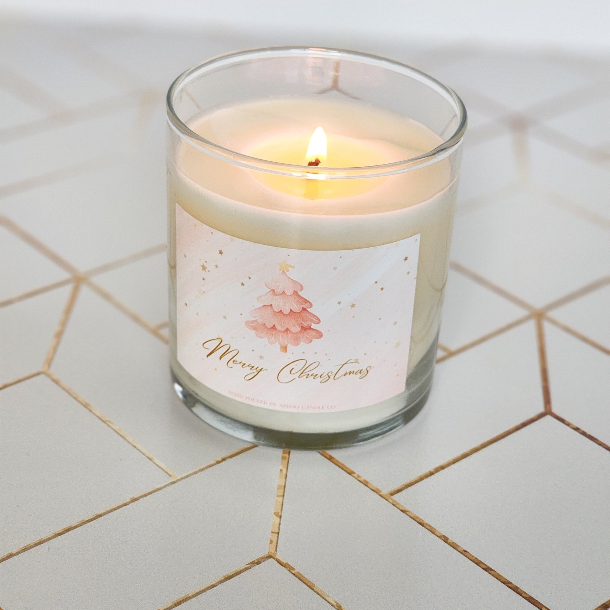 Pink Christmas Soy Tumbler Candle - Abboo Candle Co