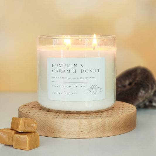 Pumpkin and Caramel Donut 3 - Wick Soy Candle - Abboo Candle Co