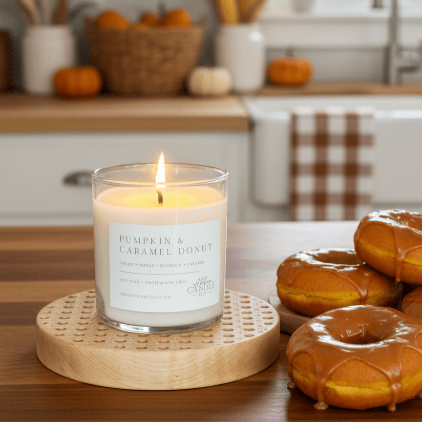 Pumpkin and Caramel Donut Soy Candle - Abboo Candle Co