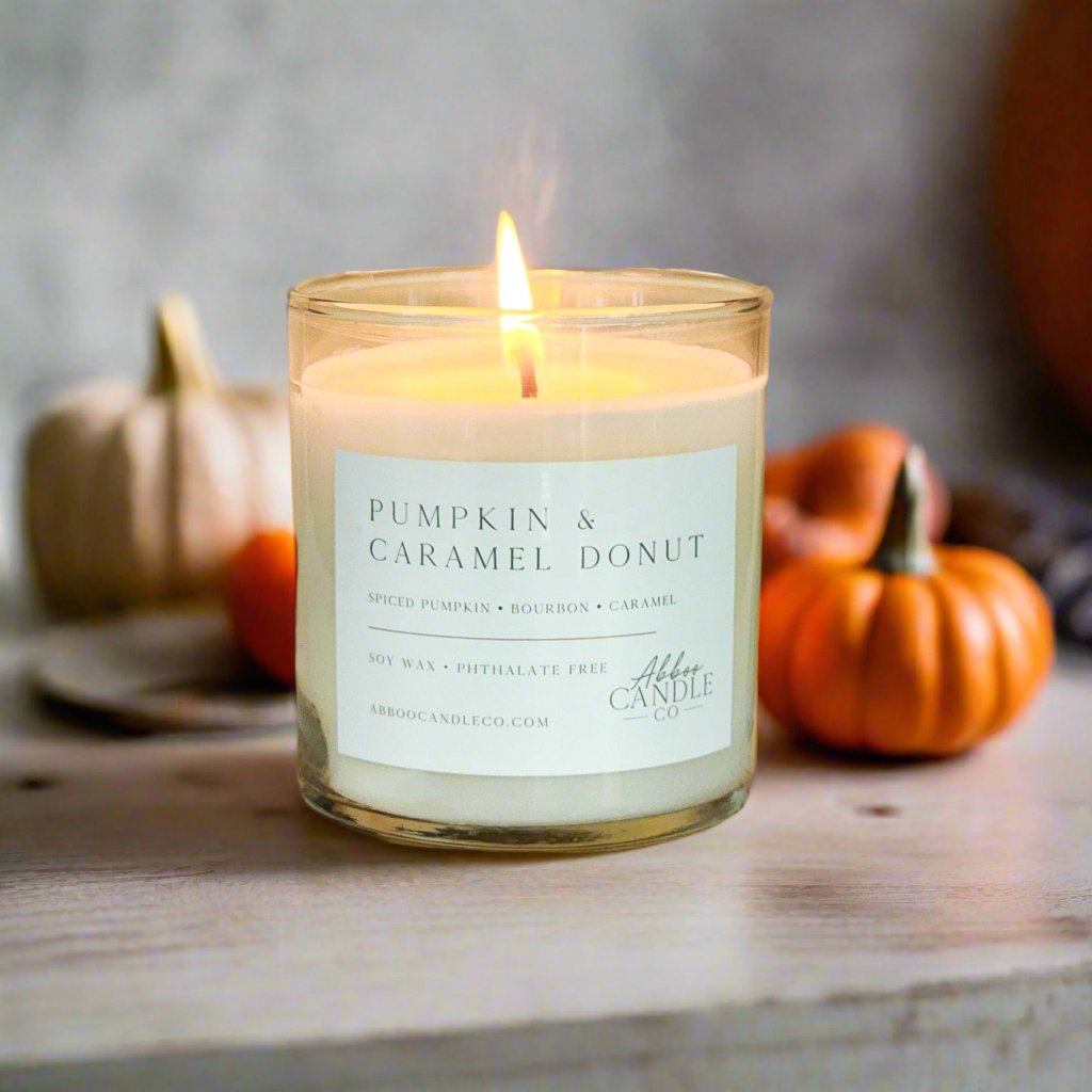 Pumpkin and Caramel Donut Soy Tumbler Candle - Abboo Candle Co