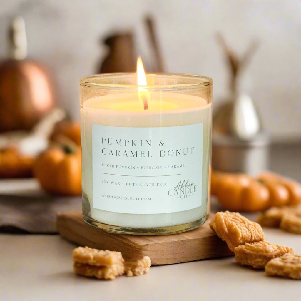 Pumpkin and Caramel Donut Soy Tumbler Candle - Abboo Candle Co