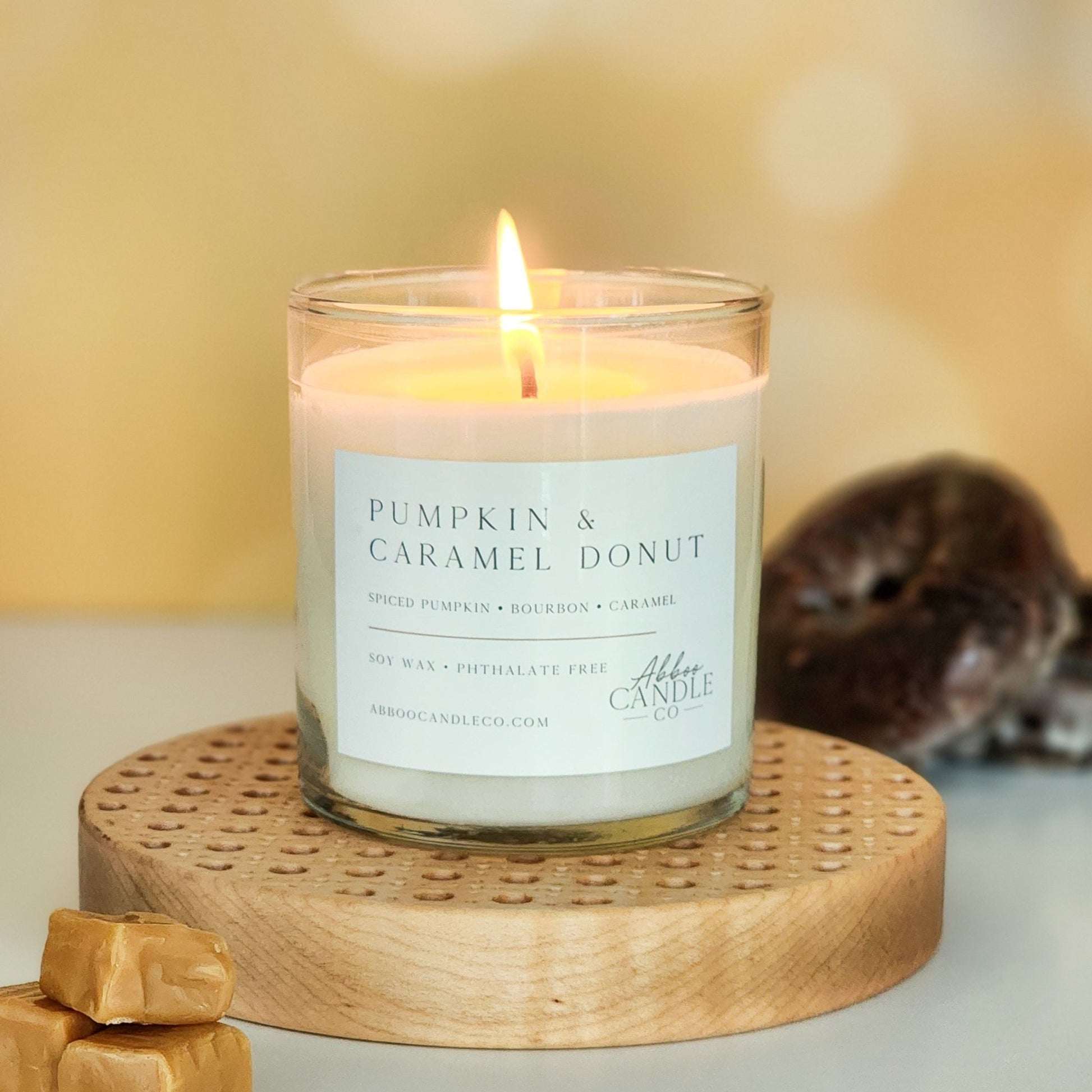 Pumpkin and Caramel Donut Soy Tumbler Candle - Abboo Candle Co