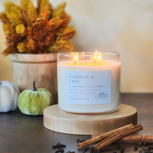 Pumpkin and Chai 3 - Wick Soy Candle - Abboo Candle Co