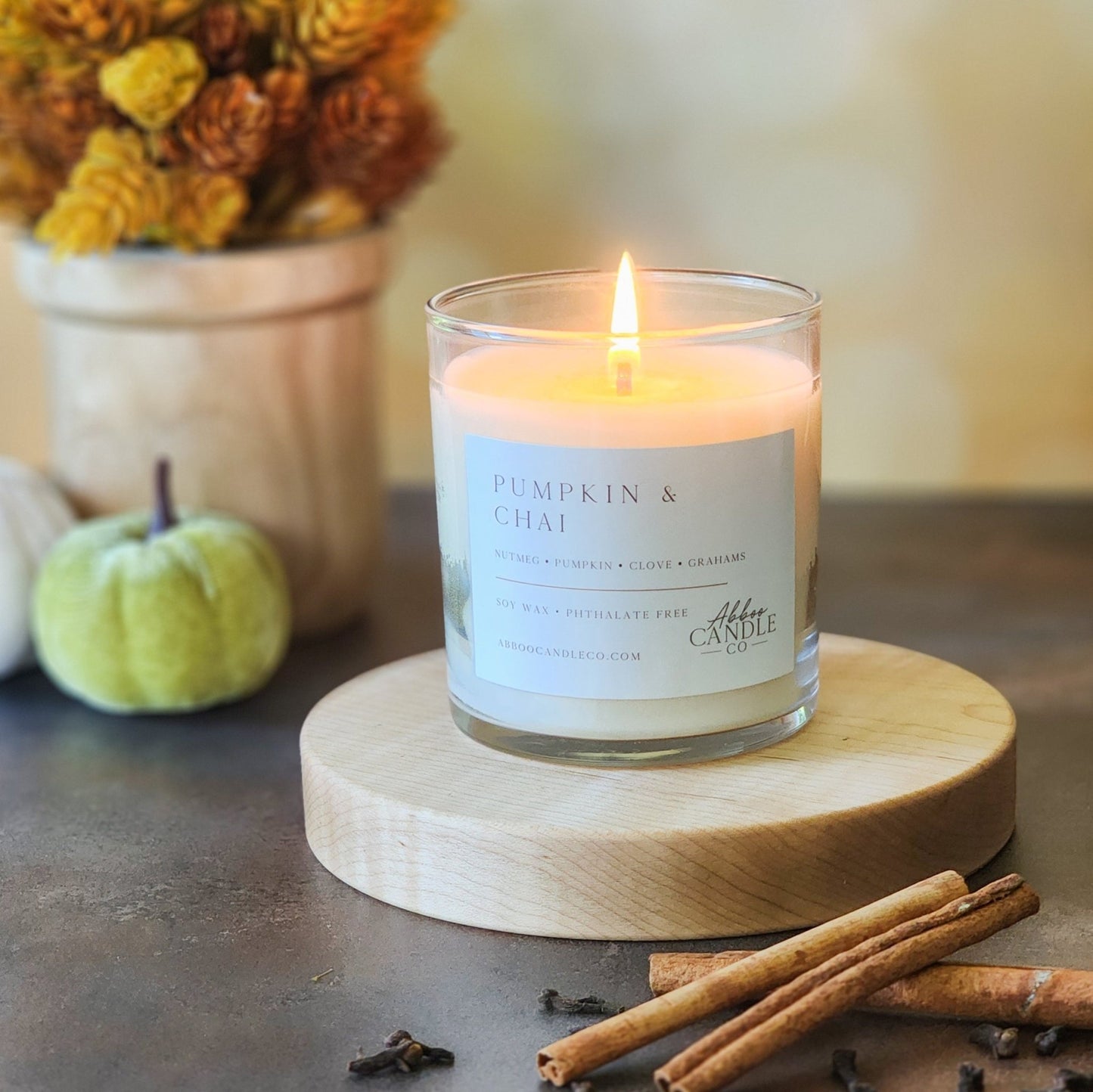 Pumpkin and Chai Soy Tumbler Candle - Abboo Candle Co