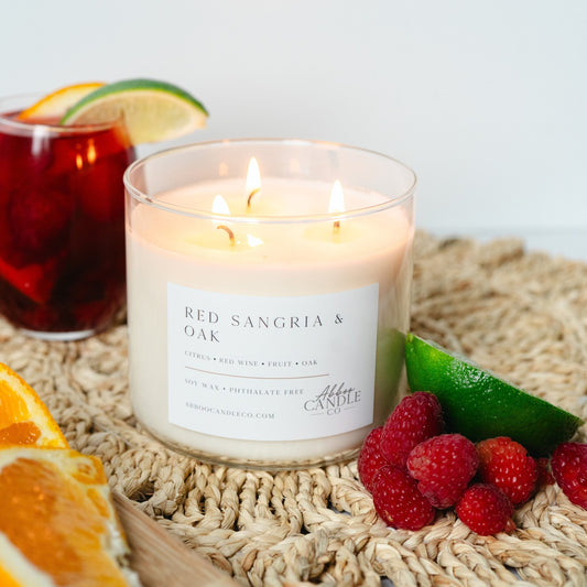 Red Sangria and Oak 3 - Wick Soy Candle - Abboo Candle Co