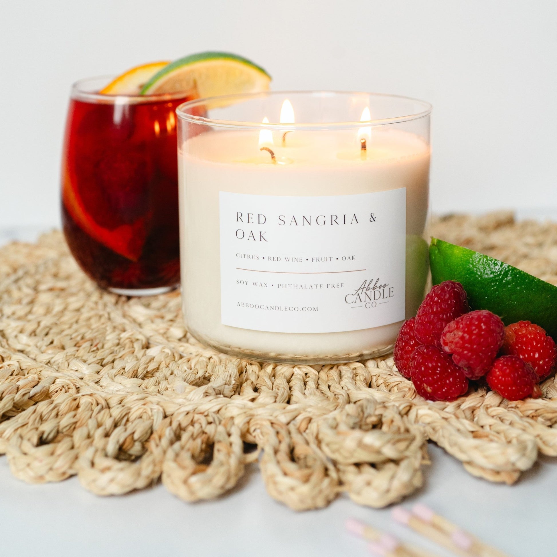 Red Sangria and Oak 3 - Wick Soy Candle - Abboo Candle Co