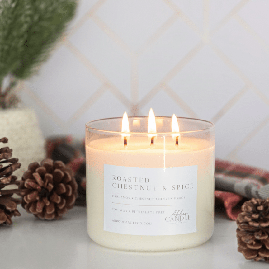 Roasted Chestnut and Spice 3 - Wick Soy Candle - Abboo Candle Co