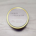 Smoked Vanilla and Oak Gold Tin Soy Candle - Abboo Candle Co