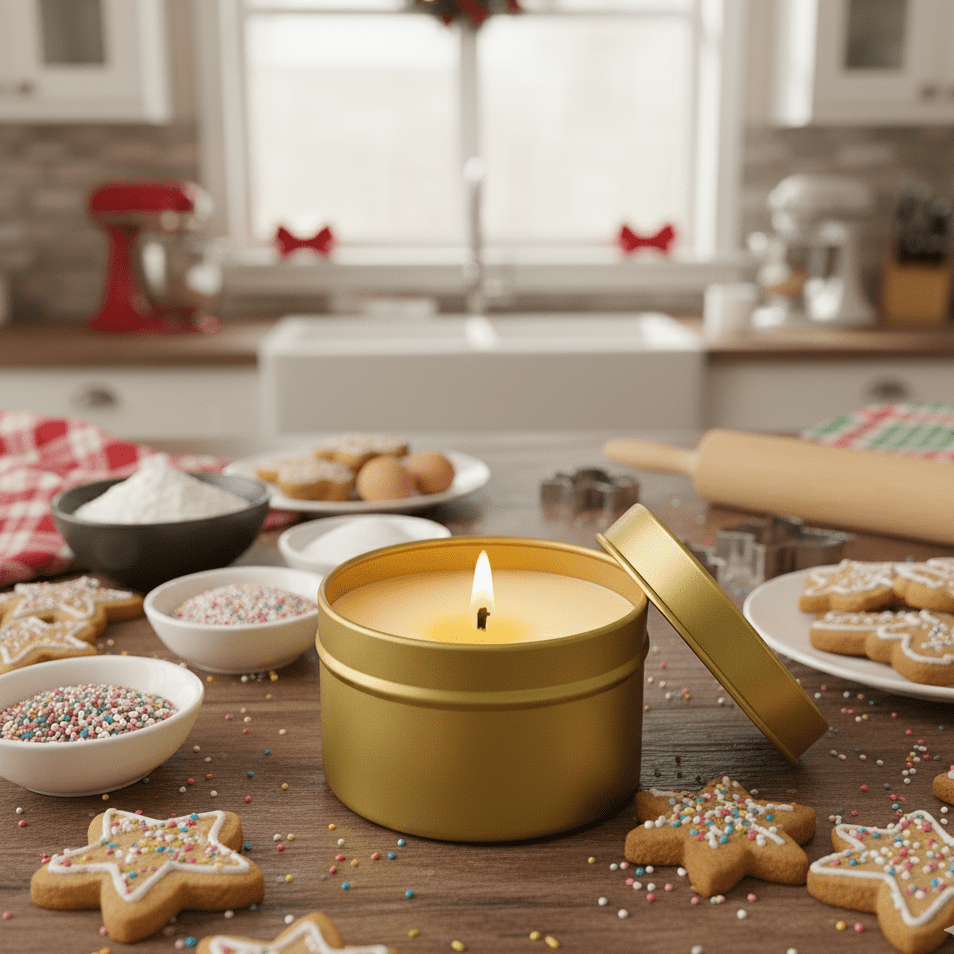 Sugar Cookie and Sprinkles Gold Tin Soy Candle - Abboo Candle Co