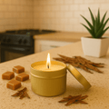 Tobacco and Caramel Gold Tin Soy Candle - Abboo Candle Co
