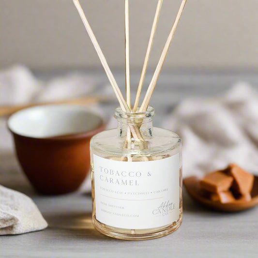 Tobacco and Caramel Reed Diffuser - Abboo Candle Co