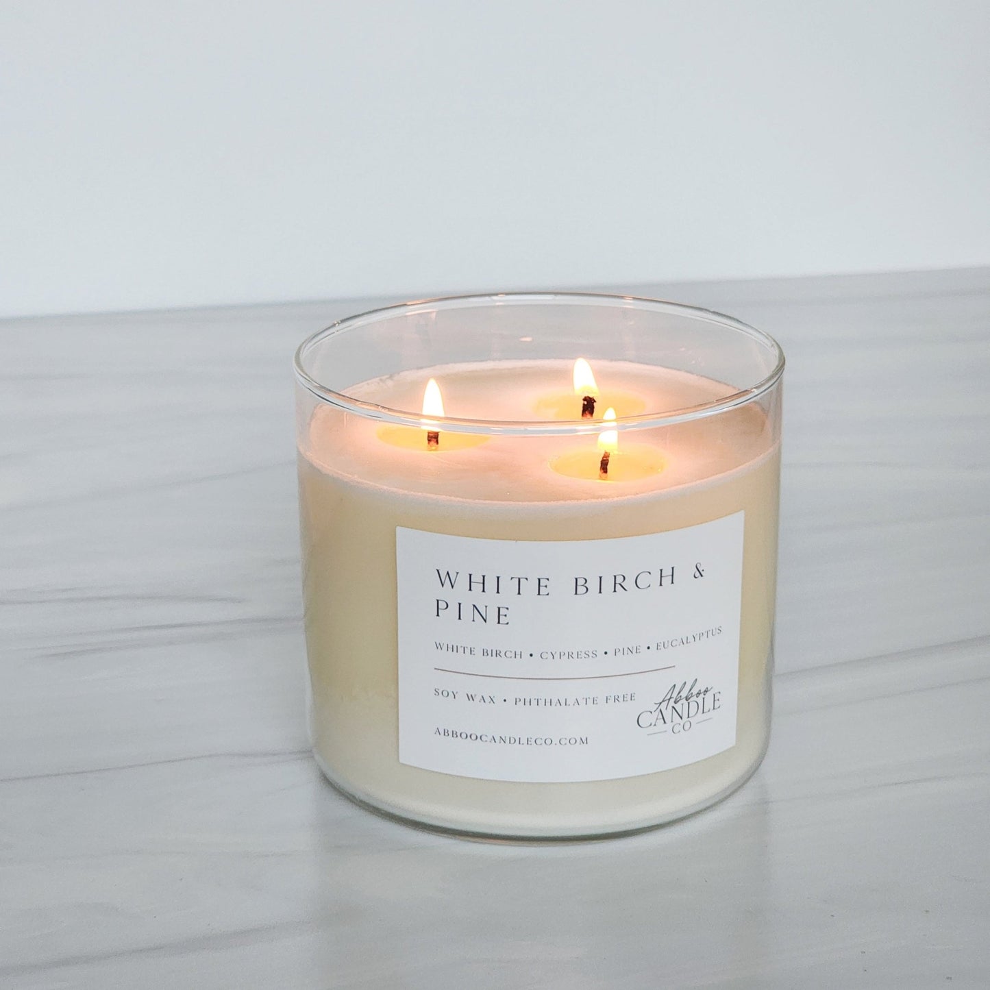 White Birch and Pine 3 - Wick Soy Candle - Abboo Candle Co