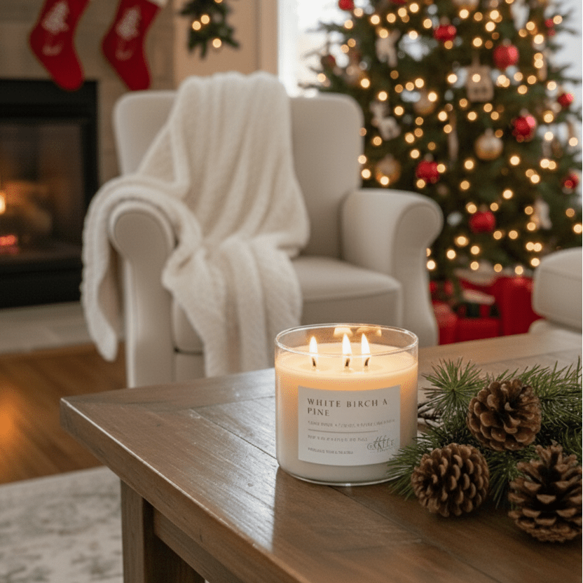 White Birch and Pine 3 - Wick Soy Candle - Abboo Candle Co