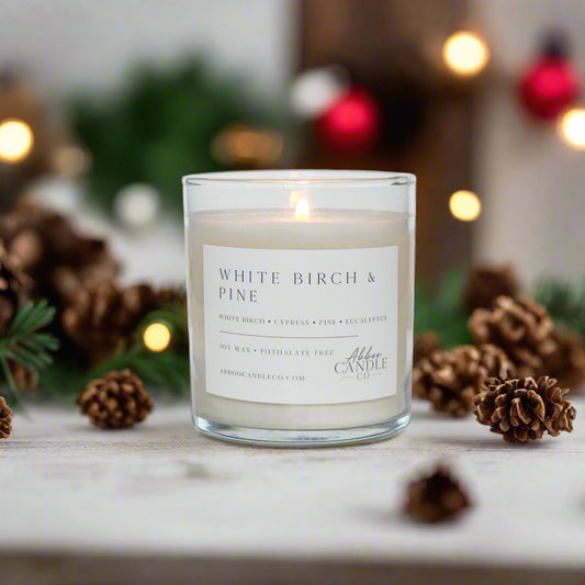 White Birch and Pine Soy Tumbler Candle - Abboo Candle Co